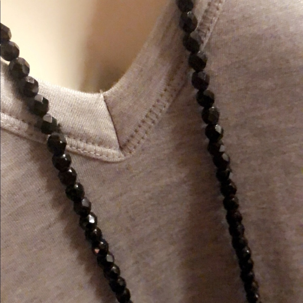 Vintage black bead necklace 24”